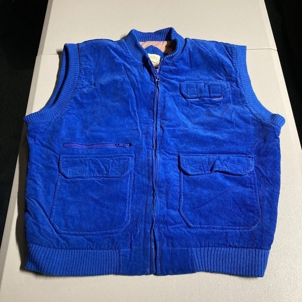 Vintage St John's Bay Made in Korea Blue Corduroy Vest Men's Large 100% Cotton